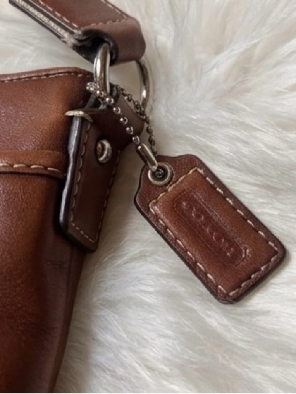 COACH Brown Leather Pleated Crossbody Bag Purse - Picture 5 of 9
